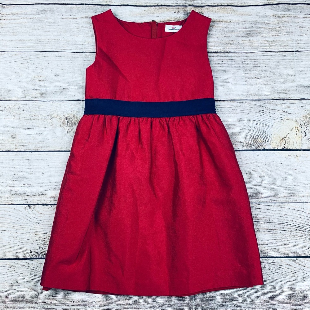 Vineyard Vines Girls Red Sleeveless Pocket Dress